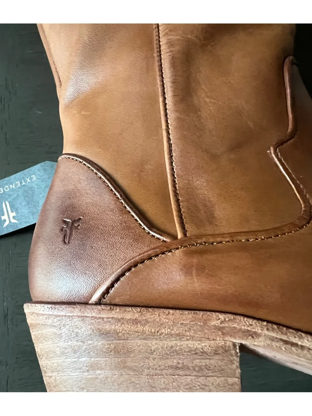 Frye Carson Piping BrownLeather Tall Knee High, Extended Calf. Size 8